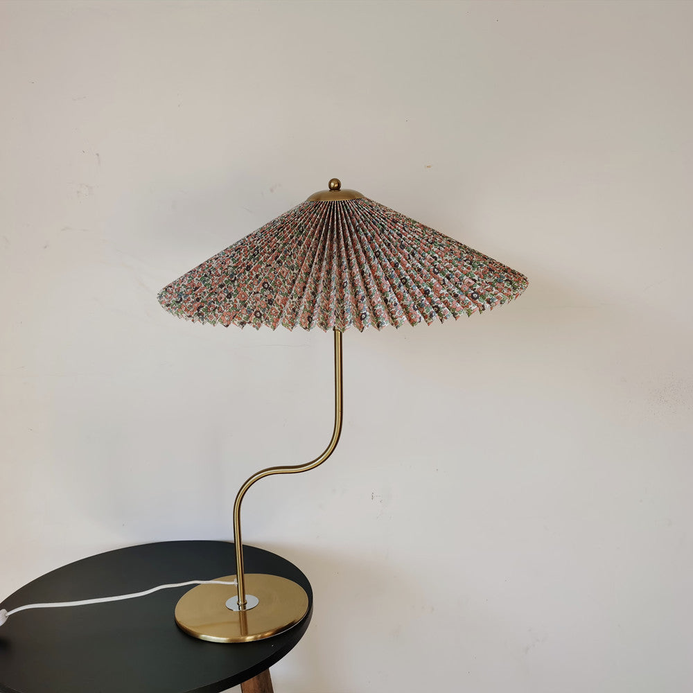 Vintage-Inspired Pleated Umbrella-Shaped 1-Light Table Lamp