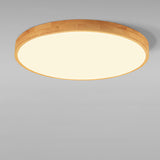 Ultra-Thin Nordic Solid Wood Round LED Flush Mount Ceiling Light