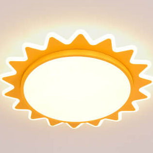 Whimsical Cartoon Sun LED Flush-Mount Ceiling Light