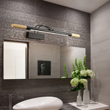 Nordic Solid Wood Vanity Light with Curved Arm — Long LED Wall Sconce