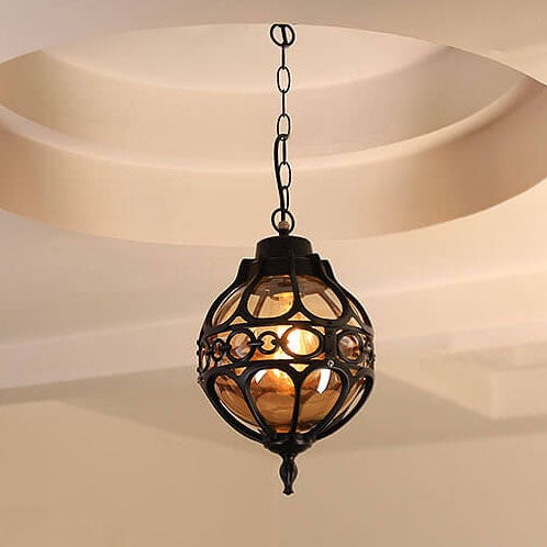 Retro Industrial Globe Pendant Light - 1-Light Outdoor Waterproof Fixture