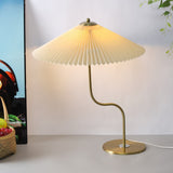 Vintage-Inspired Pleated Umbrella-Shaped 1-Light Table Lamp