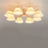 Nordic Wood Pleated Shade Semi-Flush Mount Ceiling Light — 3/6/8-Light Configuration