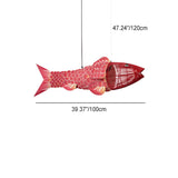 Traditional Chinese Koi Fish Iron Chandelier with PVC Fabric Shade – 2- or 4-Light Dining Room Pendant