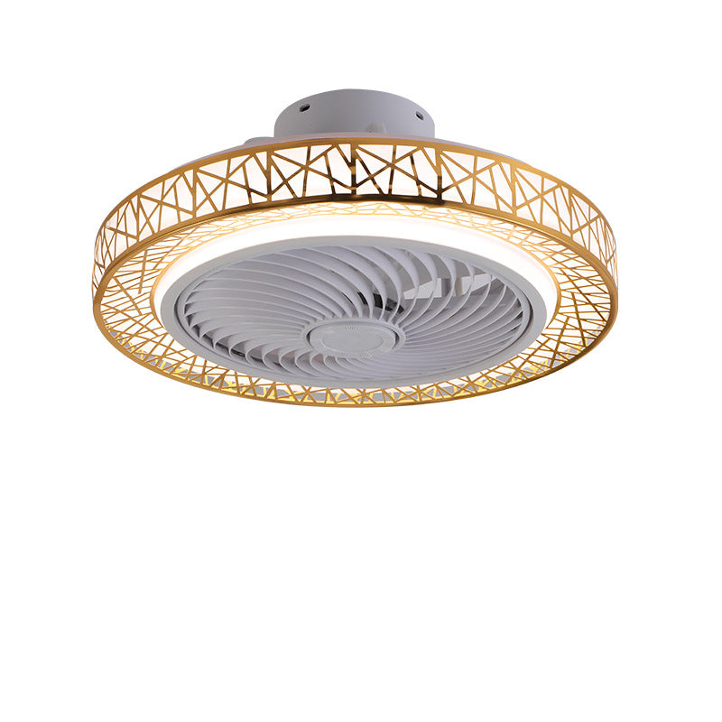 Luxurious Modern Round Lace LED Flush-Mount Ceiling Fan Light