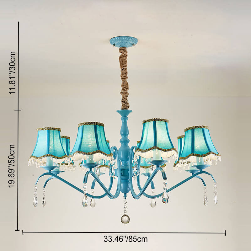 Elegant Modern Cone Iron Crystal Fabric Chandelier – 5/6/8-Light Options