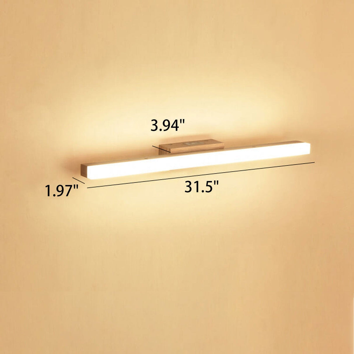 Nordic Minimalist Wooden Long-Strip Vanity Light – LED Wall Sconce Lamp