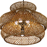Retro Rattan Weaving 3-Tier Chandelier – 4- or 6-Light Fixture