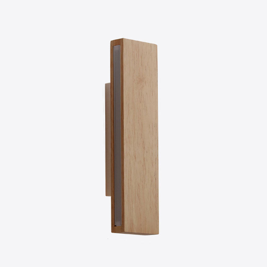 Japanese Minimalist Log-Style Rectangular LED Wall Sconce Lamp with Rotatable Flat Panel