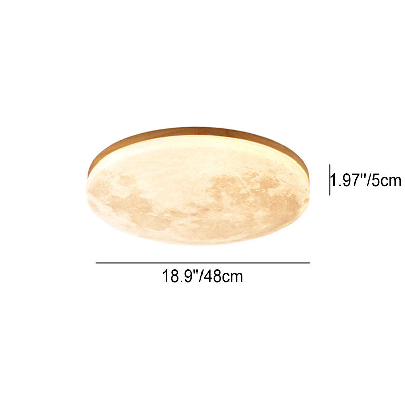 Nordic Minimalist Moon-Round LED Flush-Mount Ceiling Light with PVC Diffuser