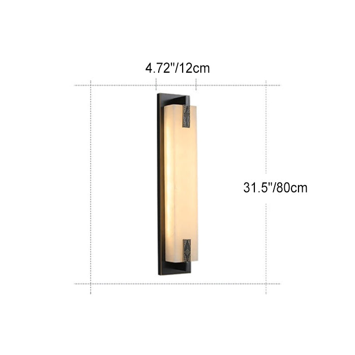 Elegant Modern-Transitional Rectangular Copper-Marble LED Outdoor Wall Sconce Lamp for Patio