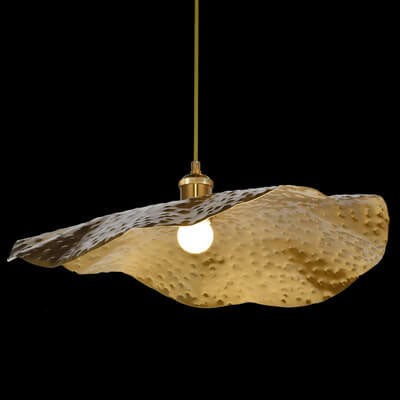 Modern Golden Bronze Lotus-Leaf 1-Light Pendant Light