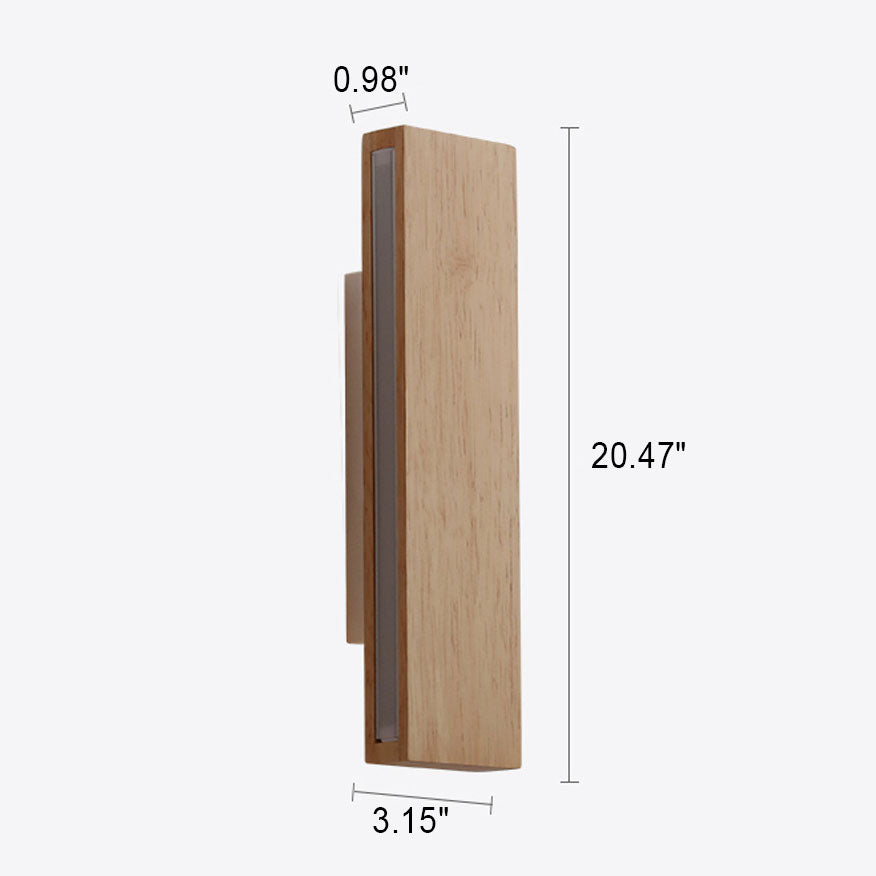 Japanese Minimalist Log-Style Rectangular LED Wall Sconce Lamp with Rotatable Flat Panel
