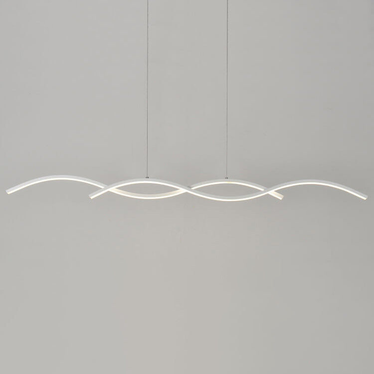 Nordic Minimalist Long-Strip Wave LED Island Light Chandelier – Sleek Modern Pendant Lighting