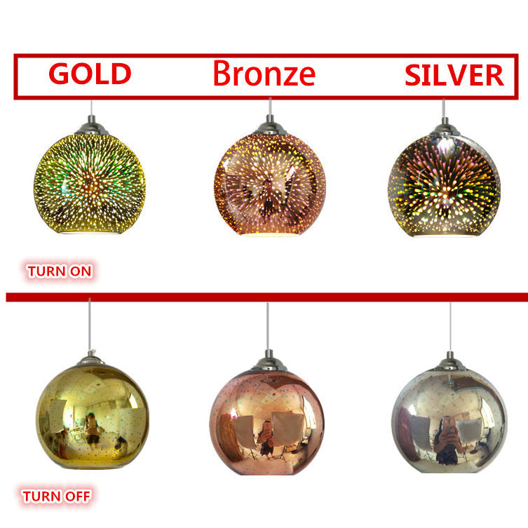 Modern 3D Colorful Fireworks Glass Pendant Light – 1-Light Dome Pendant Fixture