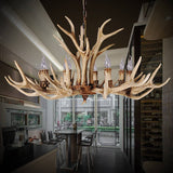 Rustic Country-Style Antler Resin 6-Light Chandeliers