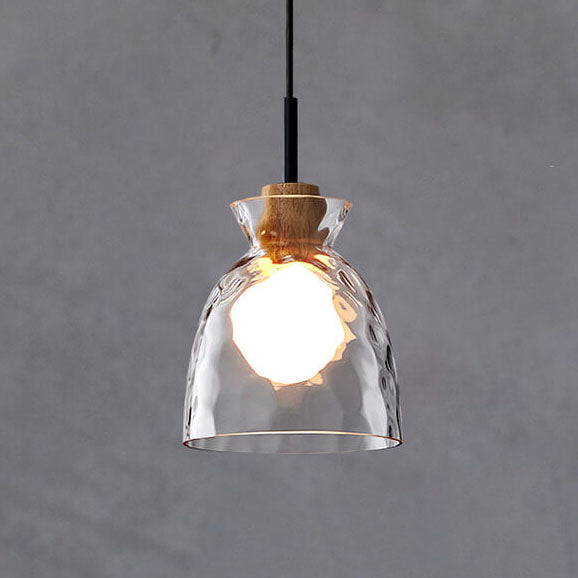 Nordic Clear Rippled Glass 1-Light Pendant Light with Shade