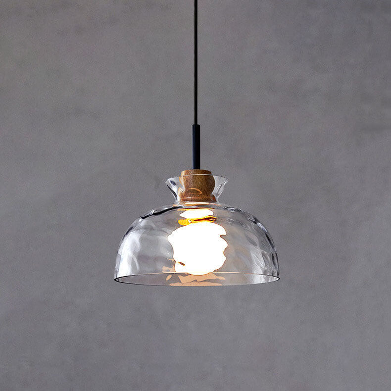 Nordic Clear Rippled Glass 1-Light Pendant Light with Shade