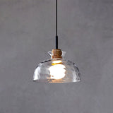Nordic Clear Rippled Glass 1-Light Pendant Light with Shade