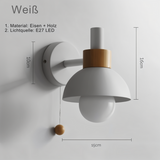 Scandinavian-Style Wooden Wall Lamp in Soft Pastels