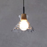 Nordic Clear Rippled Glass 1-Light Pendant Light with Shade