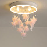 Modern Creative Cartoon Round Bird LED Flush Mount Ceiling Light - Hanging Pendant Style
