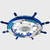 Whimsical Cartoon Sailboat LED Flush-Mount Ceiling Light with Helmsman Figure - Plastic Construction