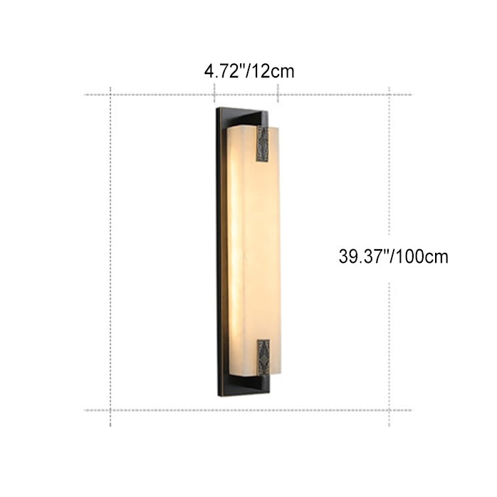 Elegant Modern-Transitional Rectangular Copper-Marble LED Outdoor Wall Sconce Lamp for Patio