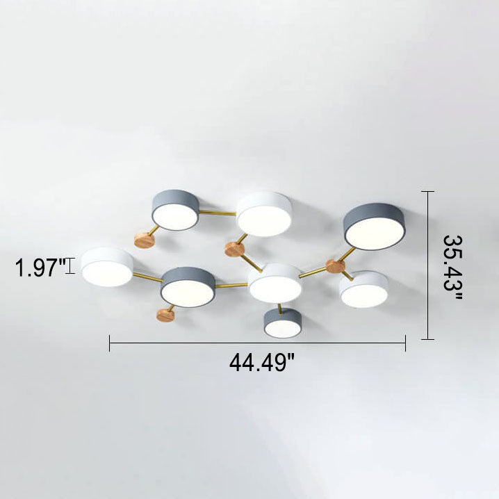 Scandinavian Minimalist Solid Wood & Iron LED Flush-Mount Light