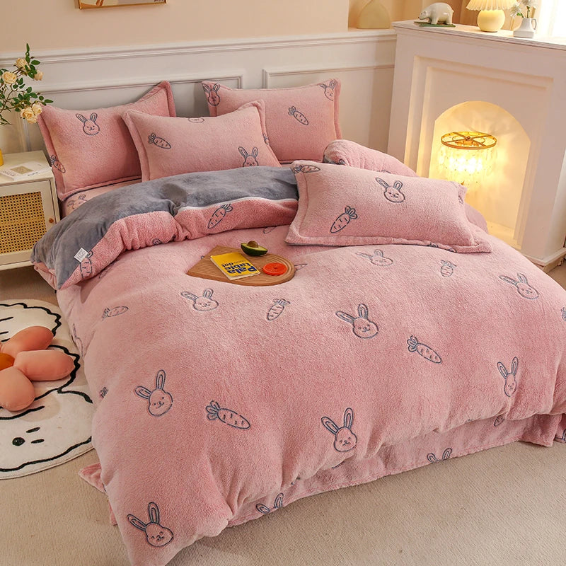 Cozy Thick Fleece Flannel Winter Duvet Cover Set — Ultra-Warm, Soft & Snug Bedding
