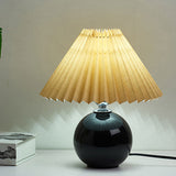 Sleek Nordic Minimalist Ceramic Pleated 1-Light Table Lamp