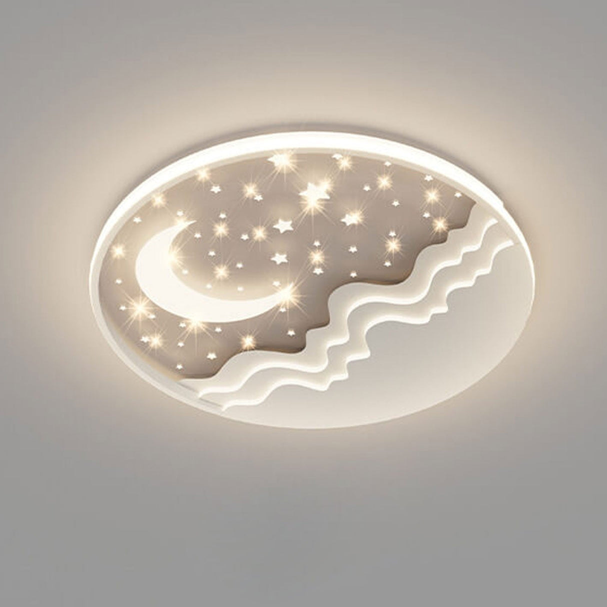 Nordic Modern Star Moon Round Aluminum LED Flush-Mount Ceiling Light