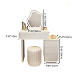 Modern Minimalist Rectangular Cat's Paw Leather Solid Wood Makeup Vanity with 5 Drawers for Bedroom