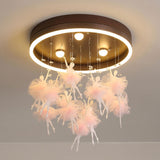 Modern Creative Cartoon Round Bird LED Flush Mount Ceiling Light - Hanging Pendant Style
