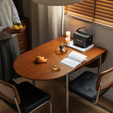 Modern Minimalist Foldable Oval Dining Table – Melamine-Faced Board, Wood & Stainless Steel, Seats 4