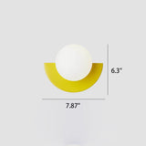 Modern Minimalist Glass Sphere Wall Sconce Lamp with Colorful Semicircle Design - 1-Light
