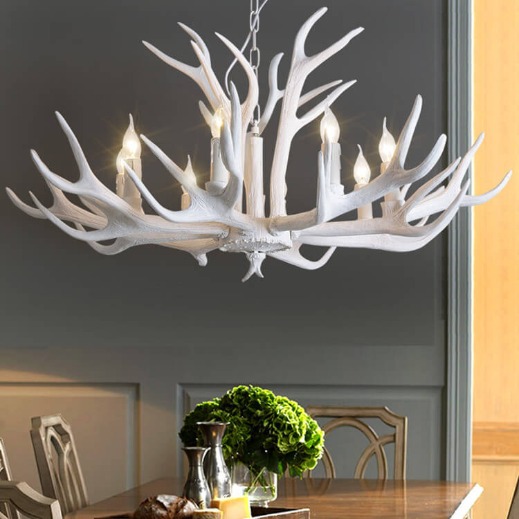 Rustic Country-Style Antler Resin 6-Light Chandeliers