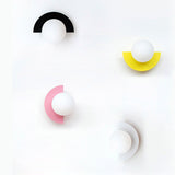 Modern Minimalist Glass Sphere Wall Sconce Lamp with Colorful Semicircle Design - 1-Light