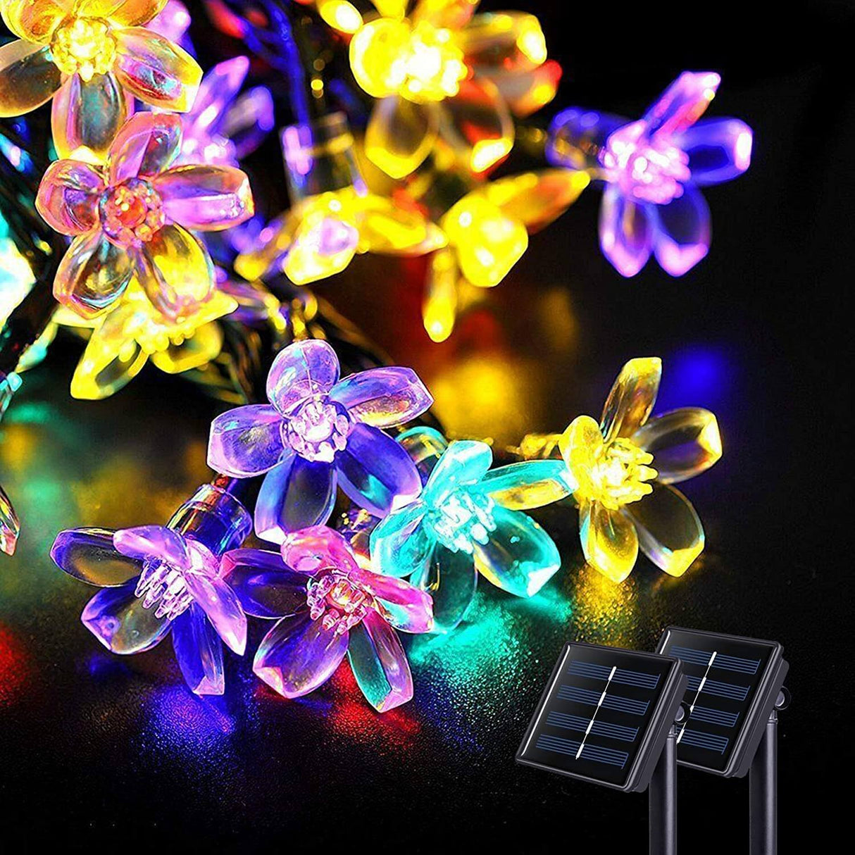 Solar-Powered LED Sakura Fairy Lights – Waterproof Outdoor Garden String Lights