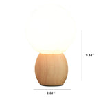 Nordic Solid Wood Table Lamp with Milk-White Glass Orb, 1-Light