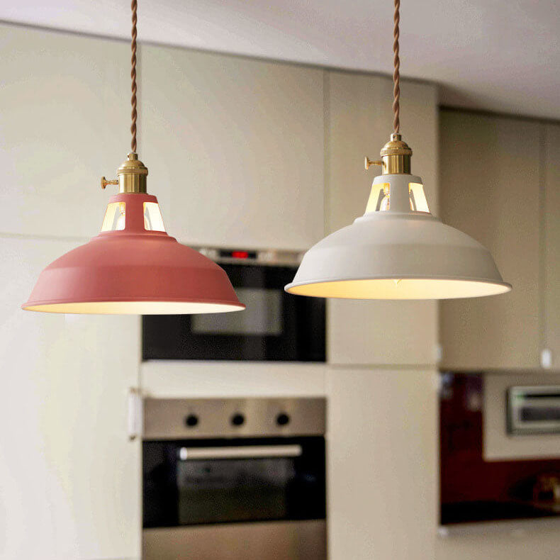 Vibrant Industrial 1-Light Colorful Barn Shade Pendant Light