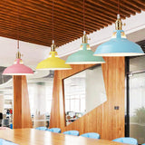 Vibrant Industrial 1-Light Colorful Barn Shade Pendant Light