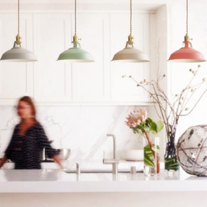 Vibrant Industrial 1-Light Colorful Barn Shade Pendant Light