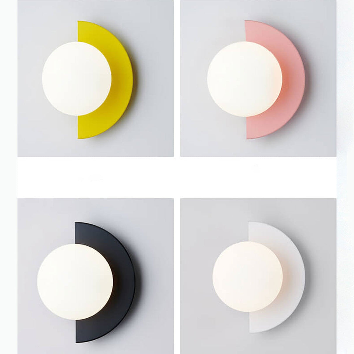 Modern Minimalist Glass Sphere Wall Sconce Lamp with Colorful Semicircle Design - 1-Light