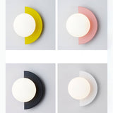 Modern Minimalist Glass Sphere Wall Sconce Lamp with Colorful Semicircle Design - 1-Light
