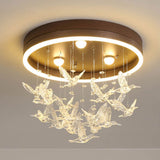 Modern Creative Cartoon Round Bird LED Flush Mount Ceiling Light - Hanging Pendant Style