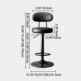 Modern Minimalist Round Upholstered Bar Stool with Curved Backrest in Microfiber Leather & Metal – Ideal Dining Room Chair