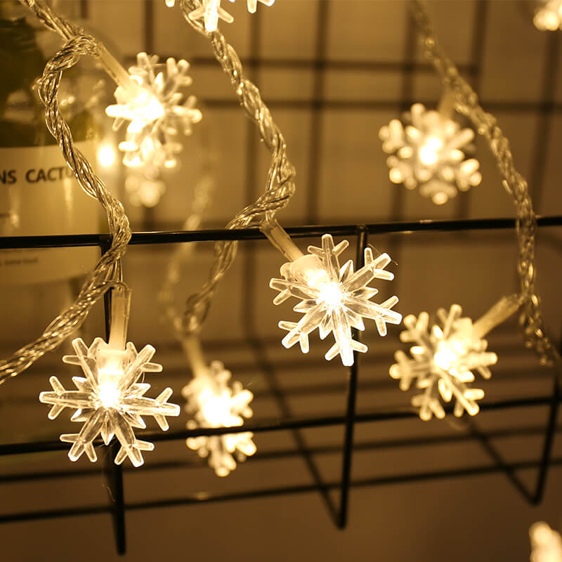 Colorful Snowflake LED String Lights, 20-LED Outdoor Waterproof Christmas Decor