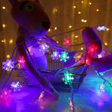 Colorful Snowflake LED String Lights, 20-LED Outdoor Waterproof Christmas Decor