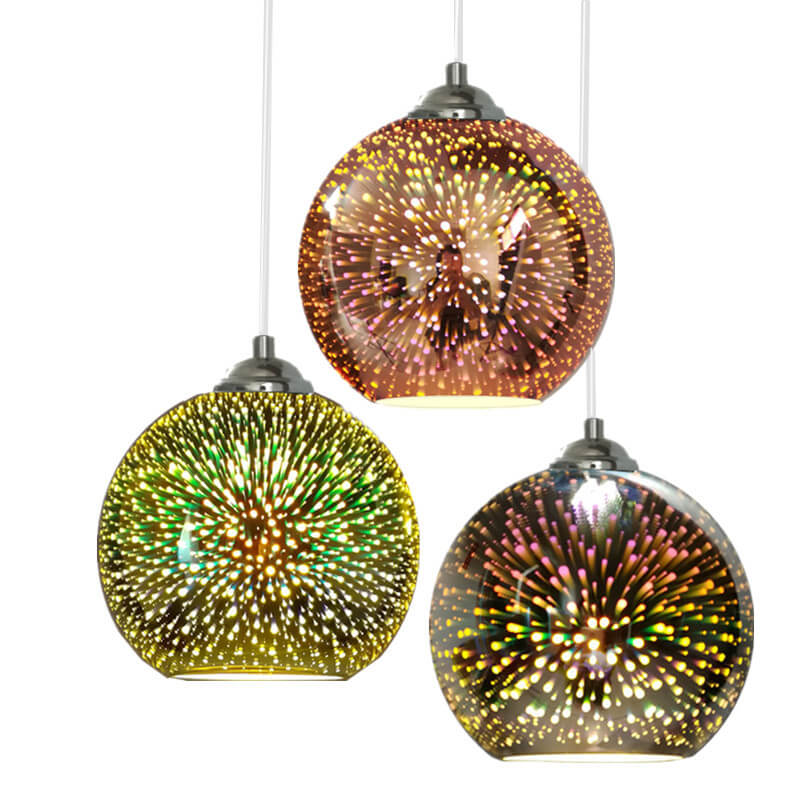 Modern 3D Colorful Fireworks Glass Pendant Light – 1-Light Dome Pendant Fixture